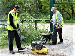 Wacker and wheelbarrow